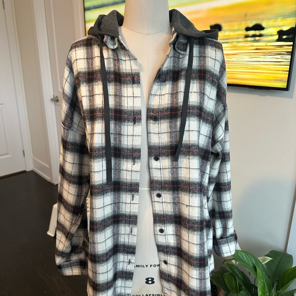 Ci sono Plaid Hooded shirt size L